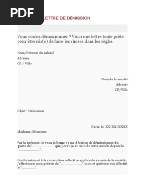 3178-mode de lettre de demission