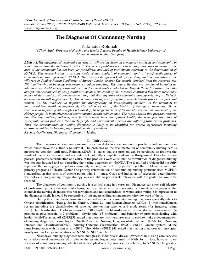 The Diagnoses of Community Nursing PDF Breastfeeding Medical