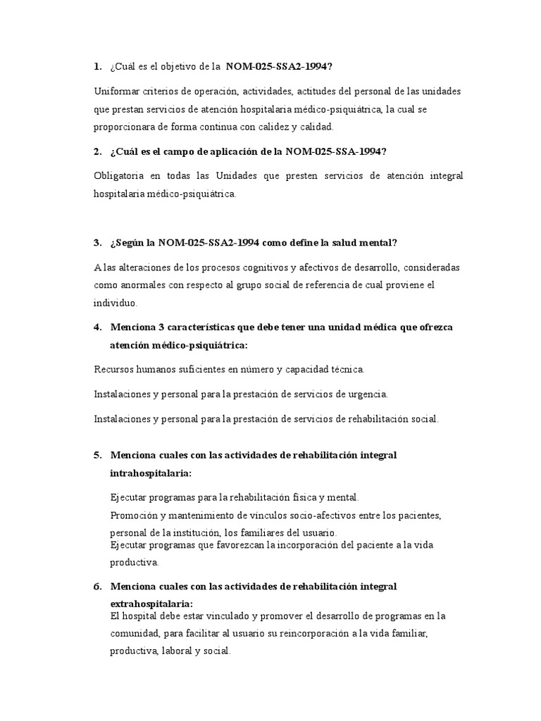 Cuestionario Nom 025 PDF Hospital Salud mental