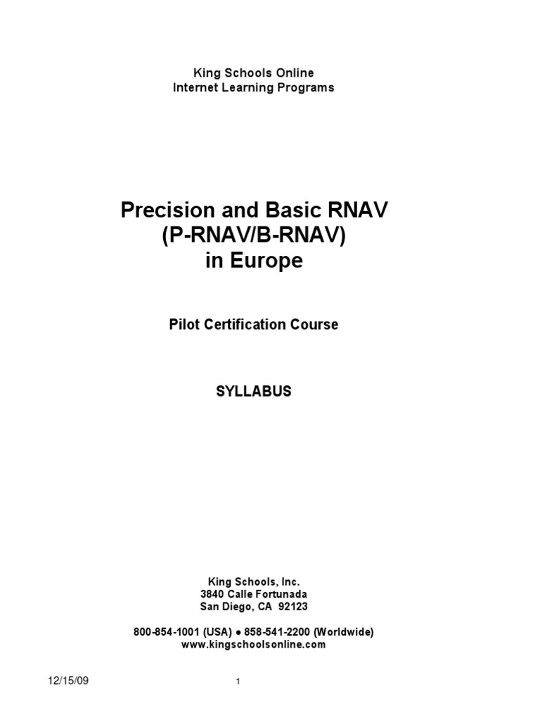 Precision and Basic RNAV (P-RNAV/B-RNAV) in Europe: Pilot Certification ...