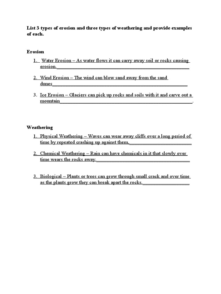 Types of Erosion and Weathering Explained | PDF | Social Science | Travel