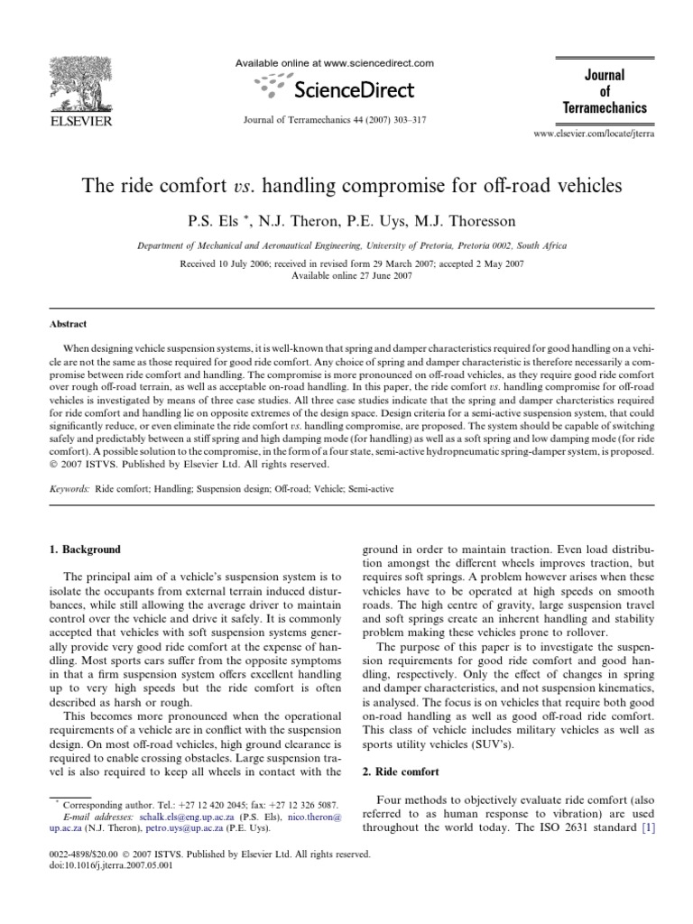 The Ride Comfort Vs Handling Compromise For Off-Road Vehicles | PDF