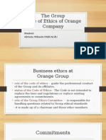 The Group Code of Ethics of Orange Company: Student: Adriana Mihaela PAȘCALĂU