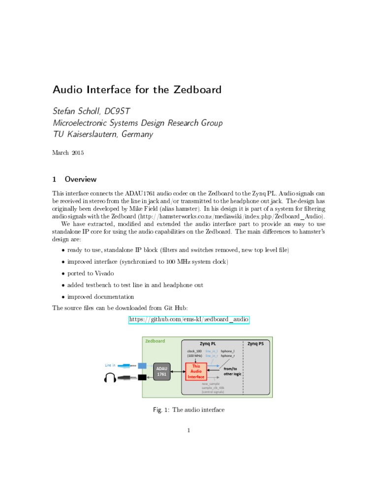 Zedboard Audio PDF Sampling (Signal Processing) Vhdl