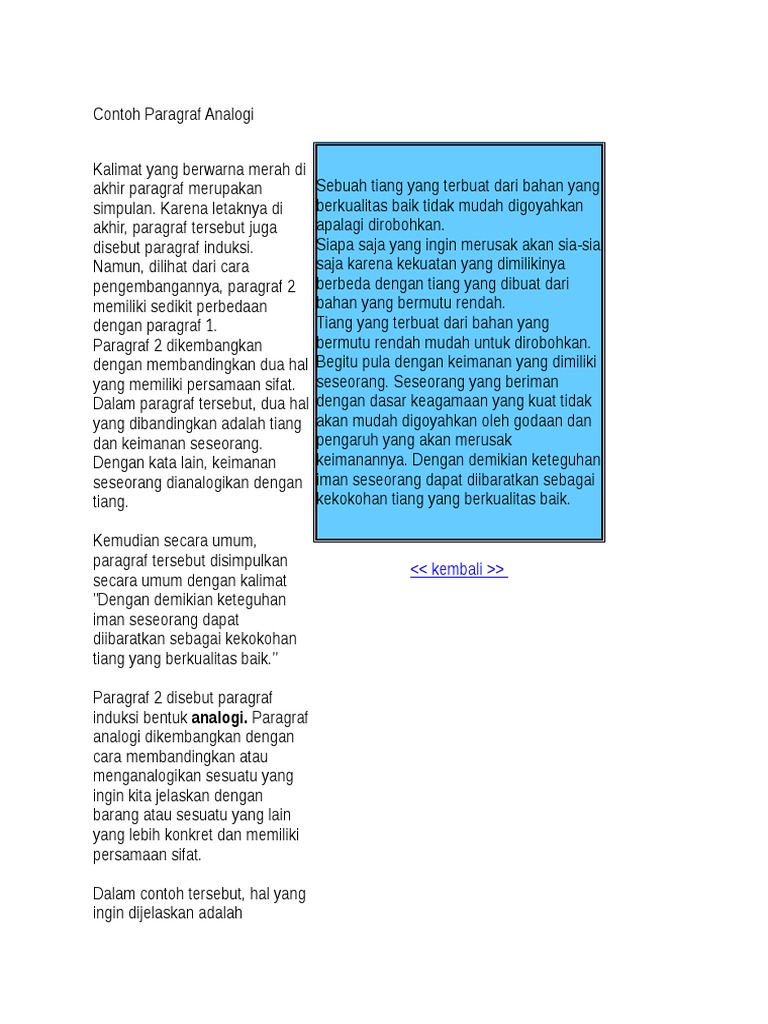 Contoh Paragraf Analogi
