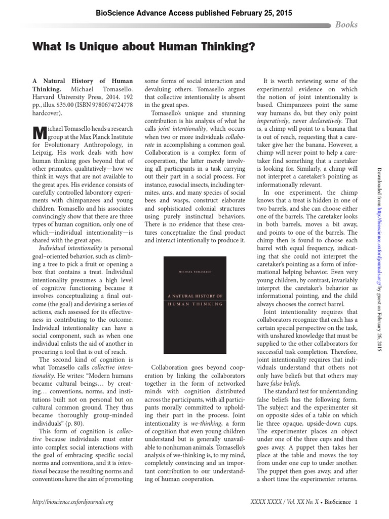Unique Aspects of Human Cognition | PDF | Michael Tomasello | Chimpanzee