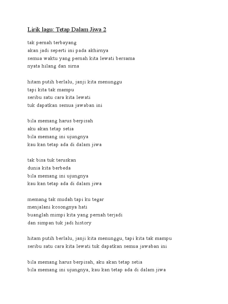 Lirik Lagu Tetap Dalam Jiwa 2 PDF