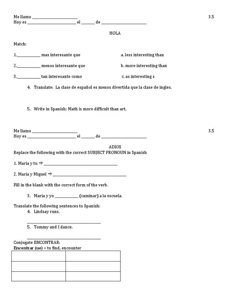 Spanish Language Practice Exercises | PDF | Language Arts & Discipline