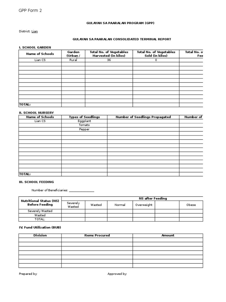 GPP Form 2: District: Lian | PDF