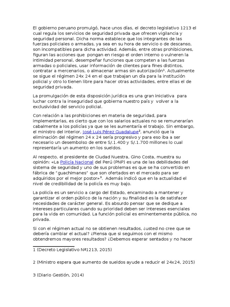 Regulación de Seguridad Privada en Perú | PDF | Policía | Esfera pública