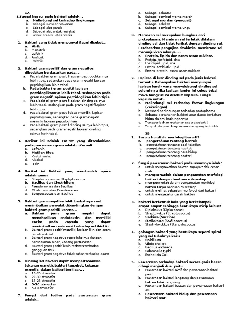 Contoh Soal Soal Bakteri