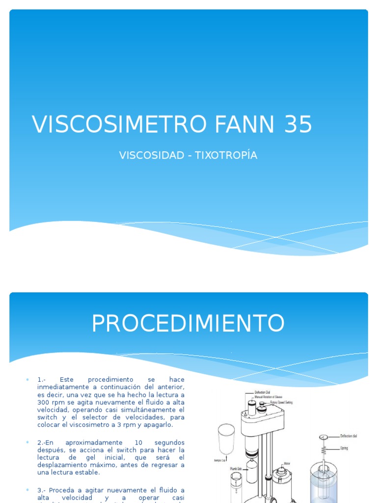 Uso del Viscosímetro Fann 35 | PDF | Mecánica de fluidos | Líquidos