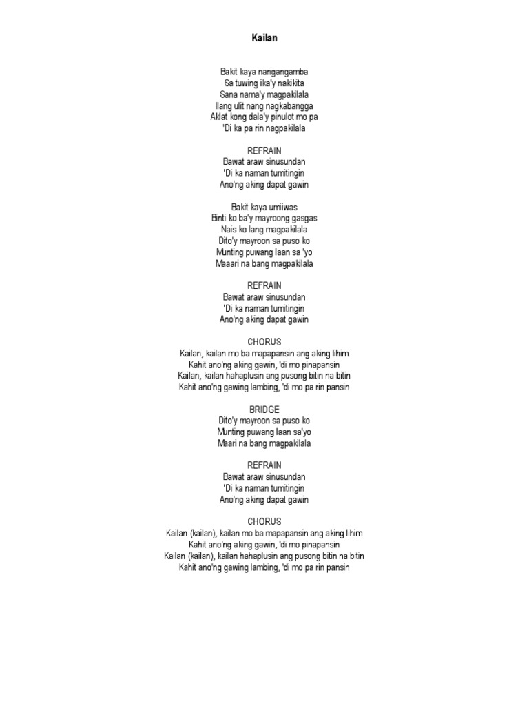 Kailan Lyrics | PDF