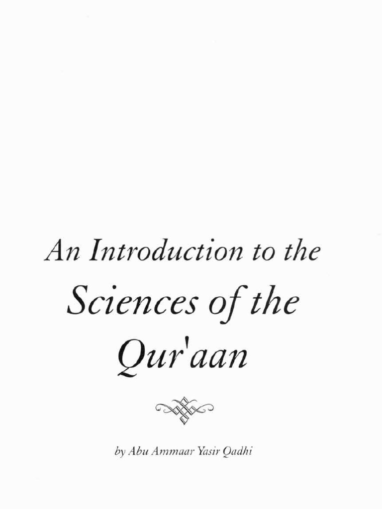 Introduction To Sciences Of The Quran Yasir Qadhi Pdf