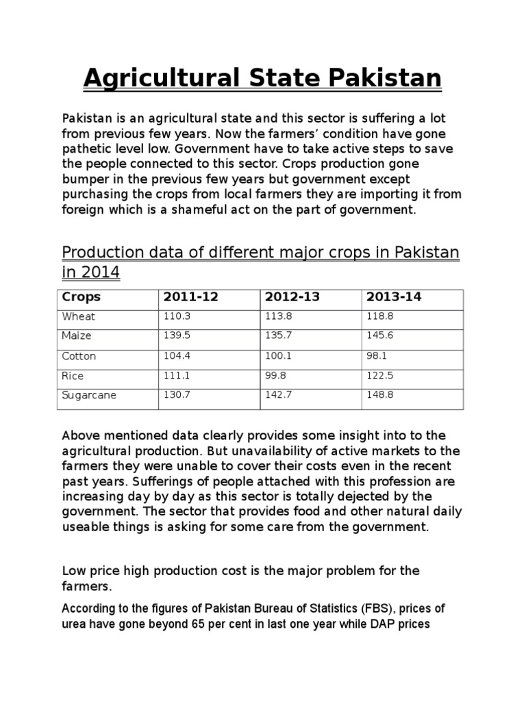 Agricultural State Pakistan | PDF | Rice | Agriculture