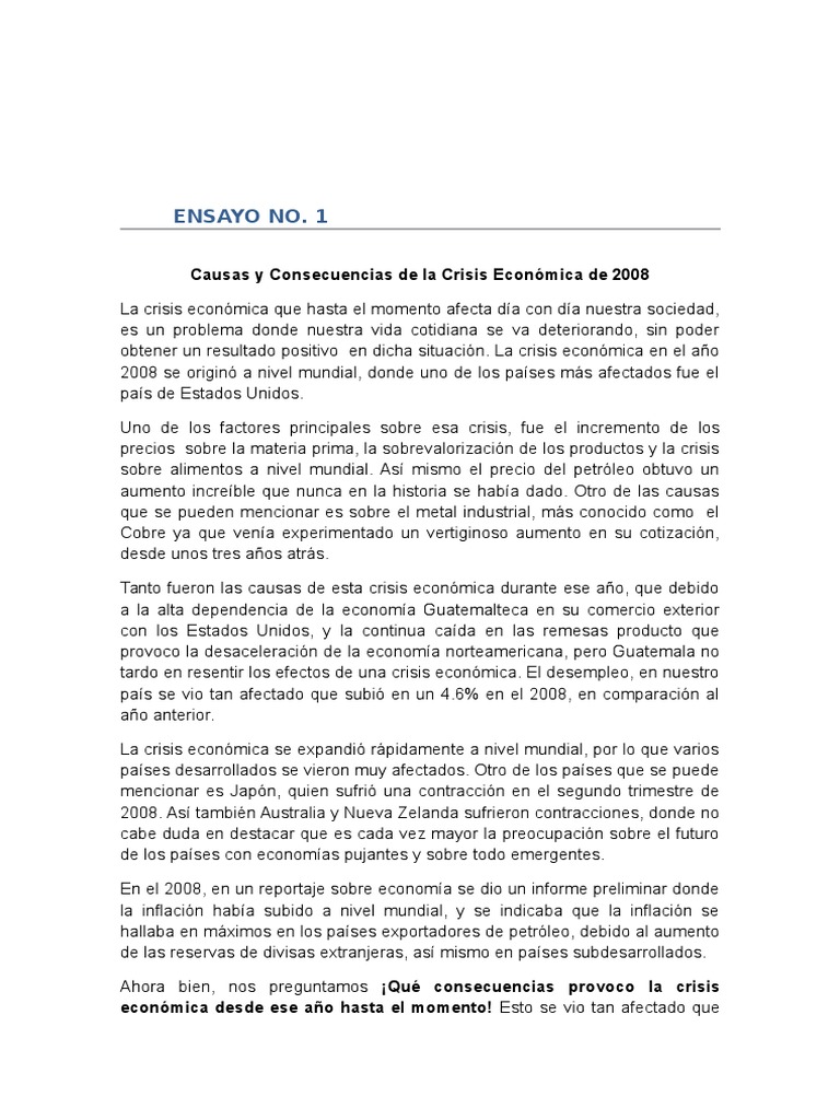 Causas y Consecuencias de la Crisis 2008 | PDF | Gran Recesión | Inflación