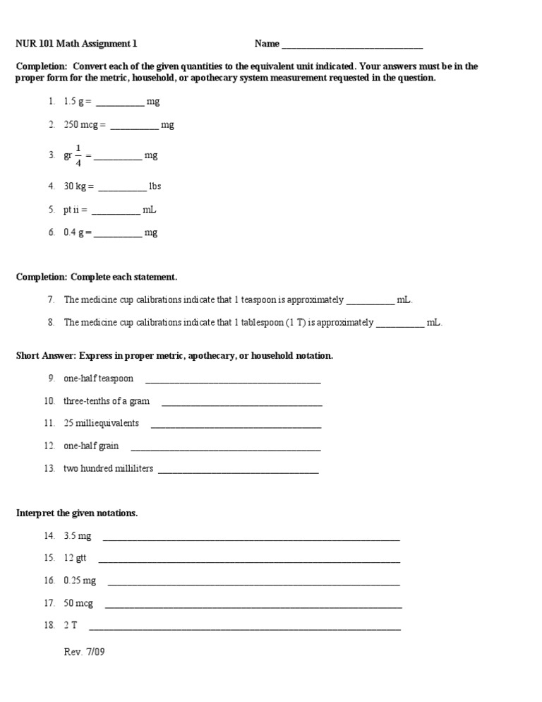 NUR101 Math Assignment 1 | PDF | Business