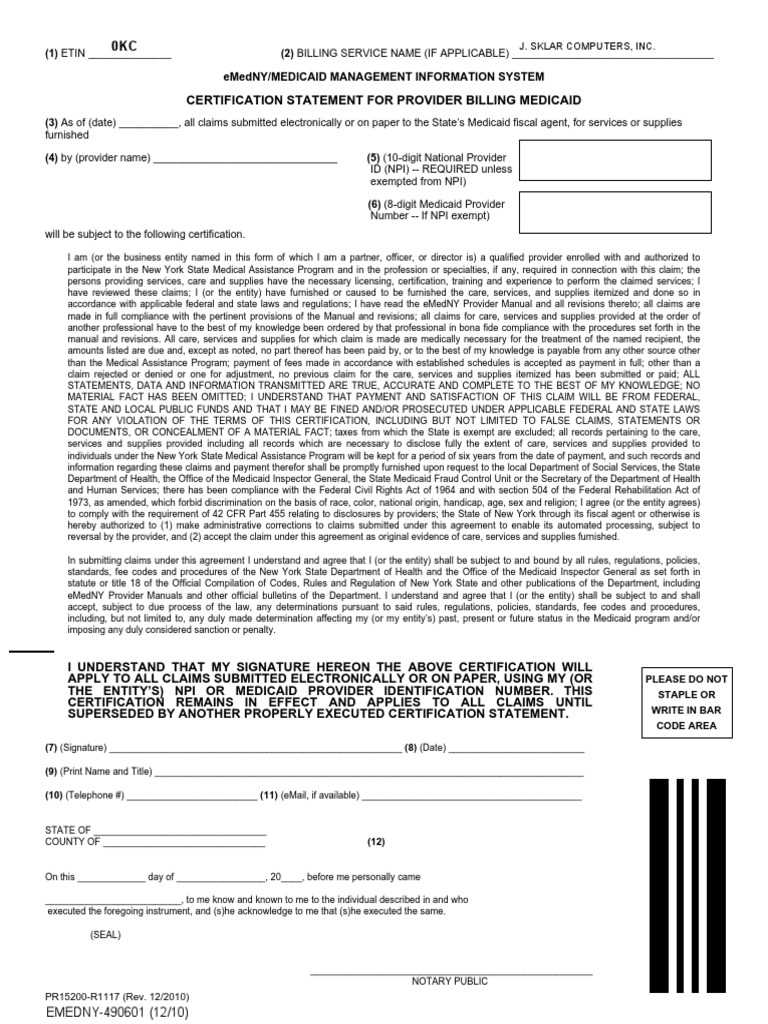 Edi Form | PDF | Notary Public | Medicaid