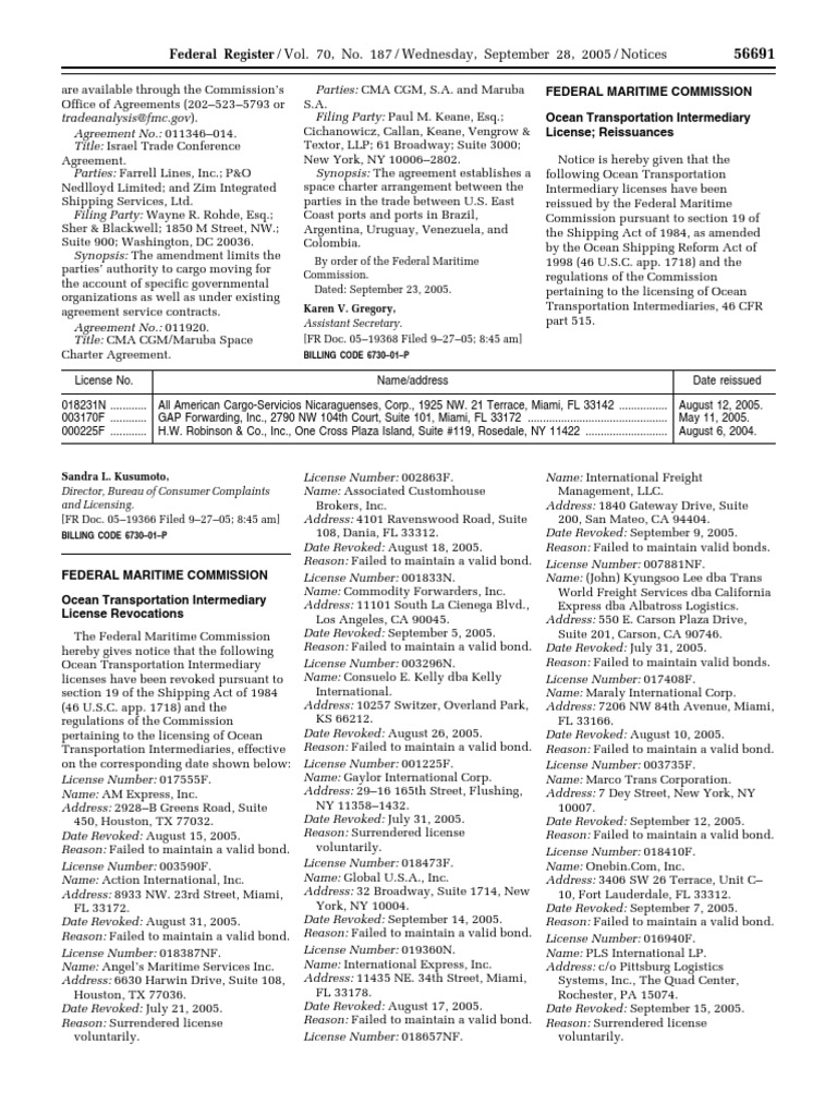 All American Cargo License Reissuance | PDF | Freight Transport | Water ...