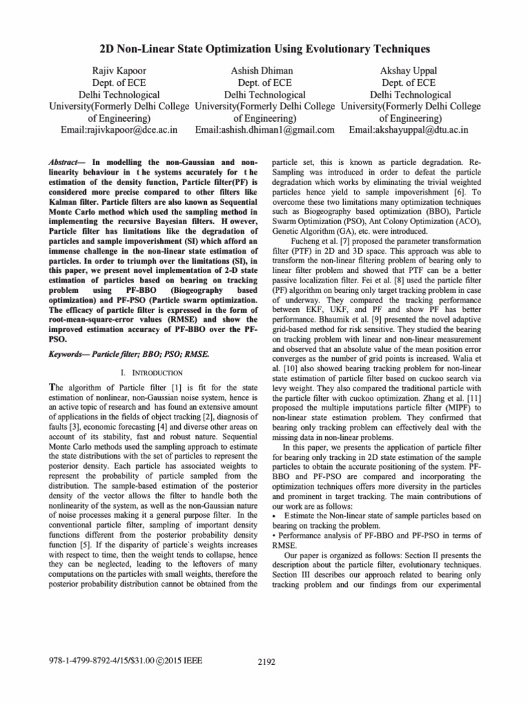 2D Non-Linear State Optimization Using Evolutionary Techniques | PDF ...
