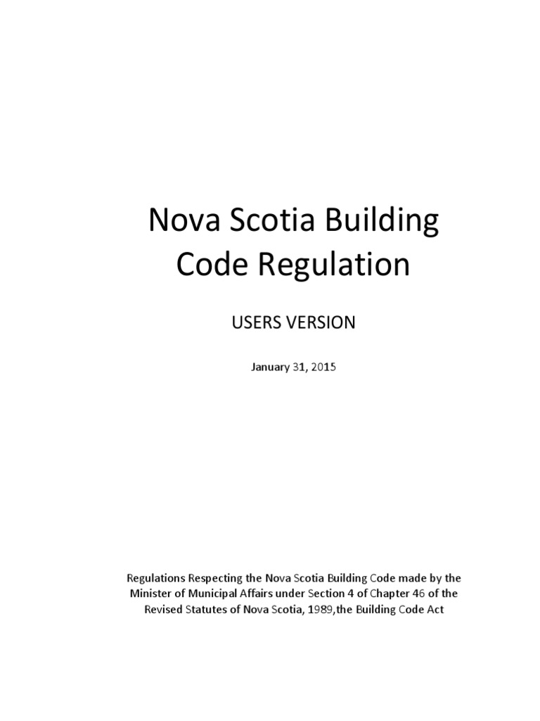 Nova Scotia Building Code (2015) Building Code Address (Geography)