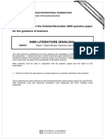 0486 Literature (English) : MARK SCHEME For The October/November 2009 Question Paper For The Guidance of Teachers