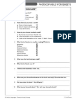 Photocopiable Worksheets: Reading Habits Worksheet