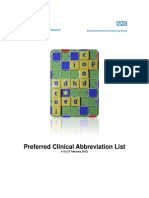 Approved Abbreviations For Use in Clinical Records and Letters
