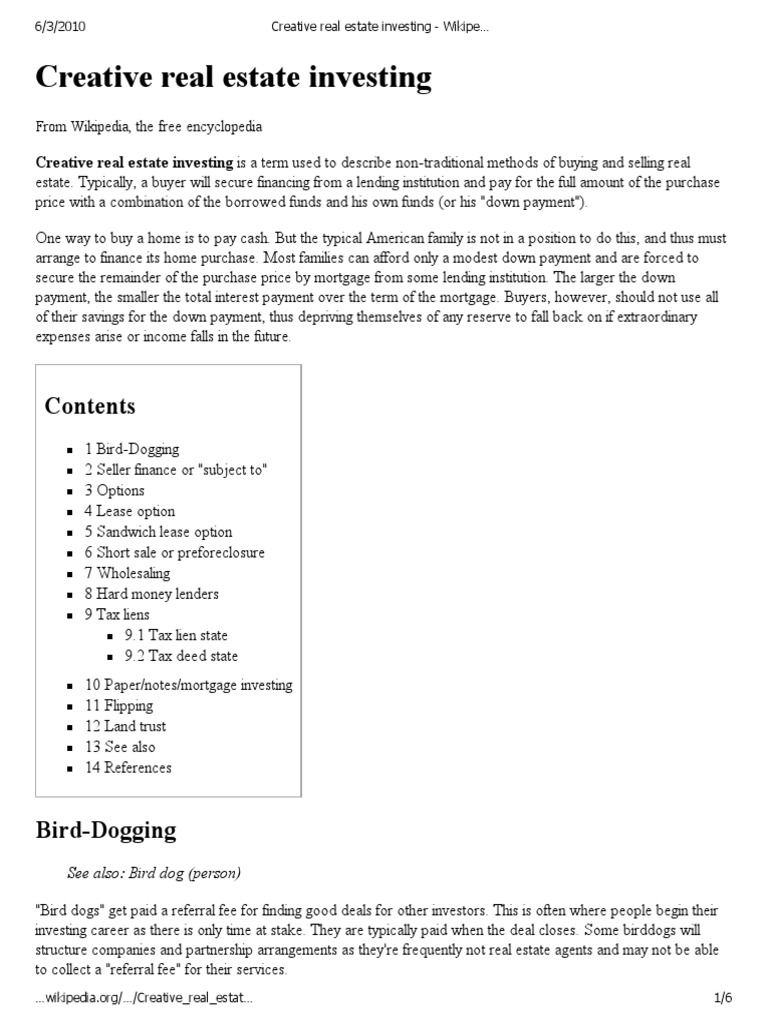 Creative Real Estate Investing PDF Lease Leasehold Estate