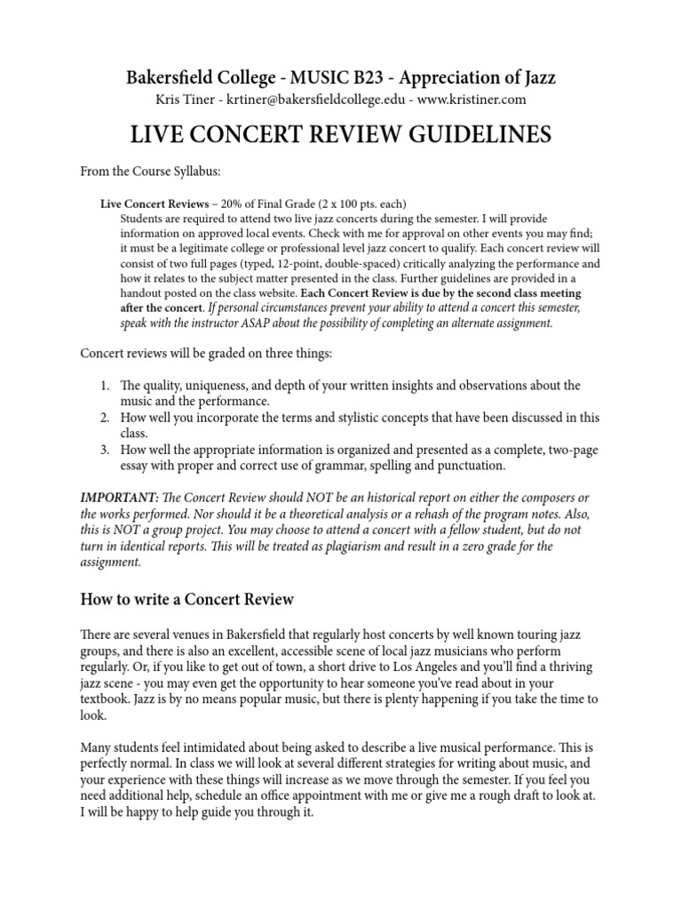 Jazz Concert Review PDF Cognition Entertainment (General)