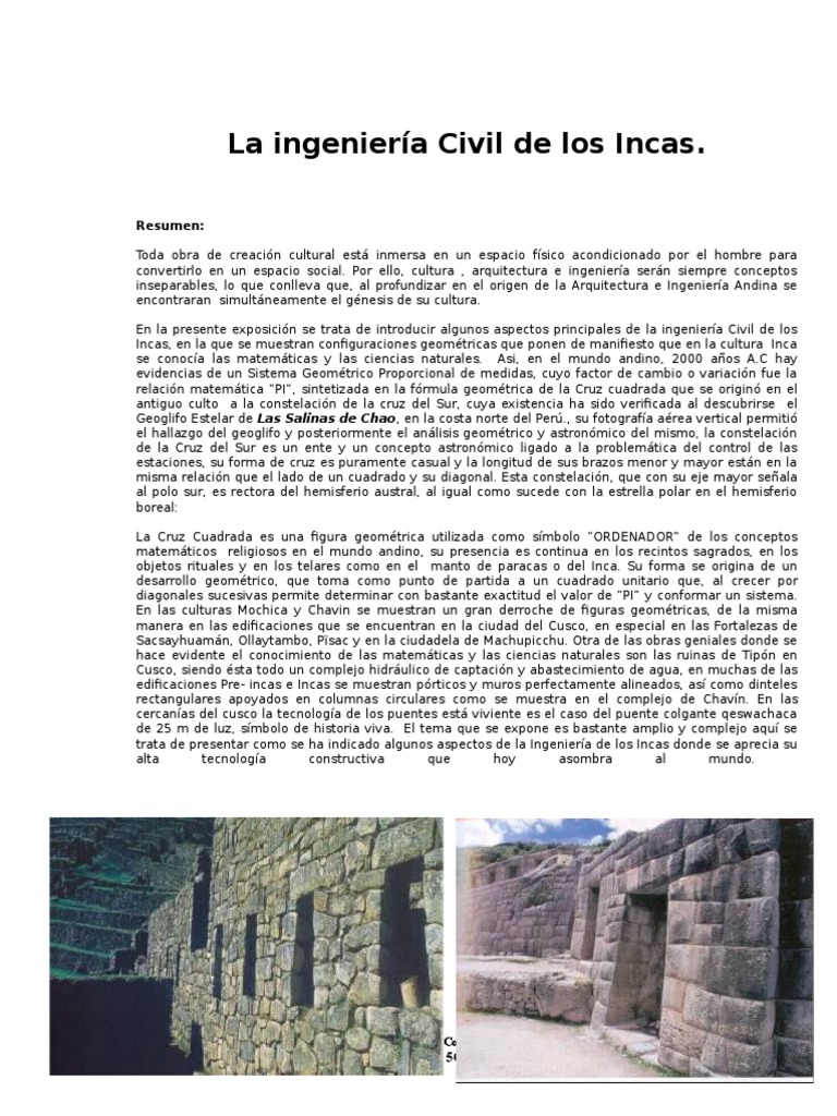 Ingeniería y Arquitectura Inca | PDF | Imperio Inca | Puente