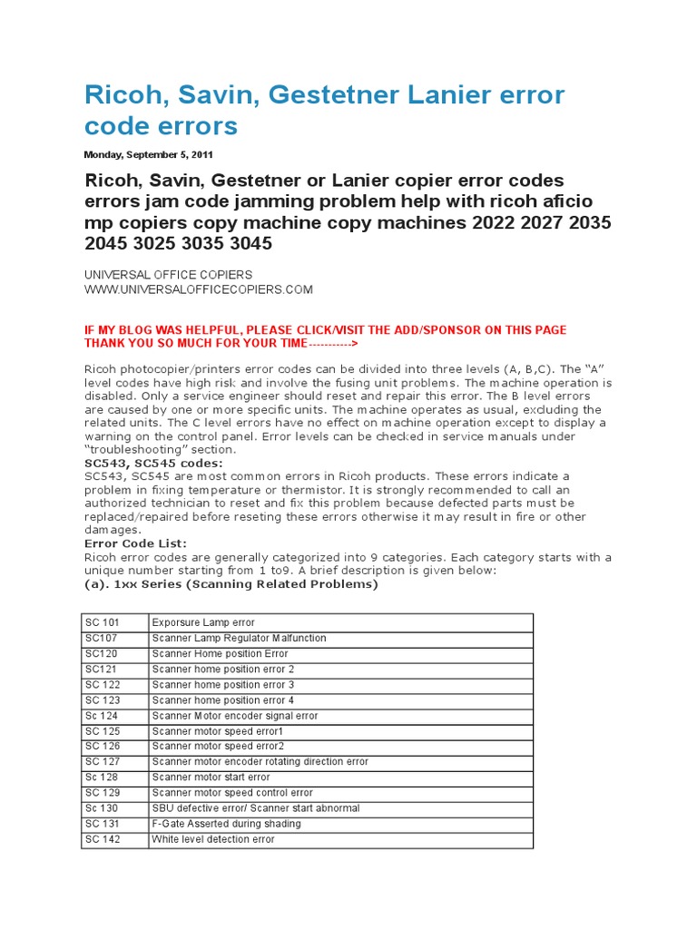 Ricoh Code | PDF | Image Scanner | Photocopier