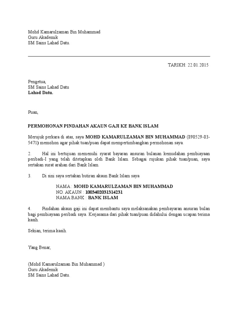 Surat Pindah Gaji Pdf