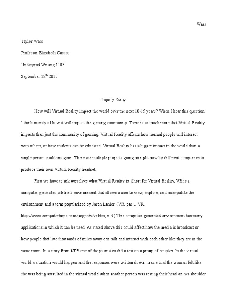 Sample inquiry paper picture