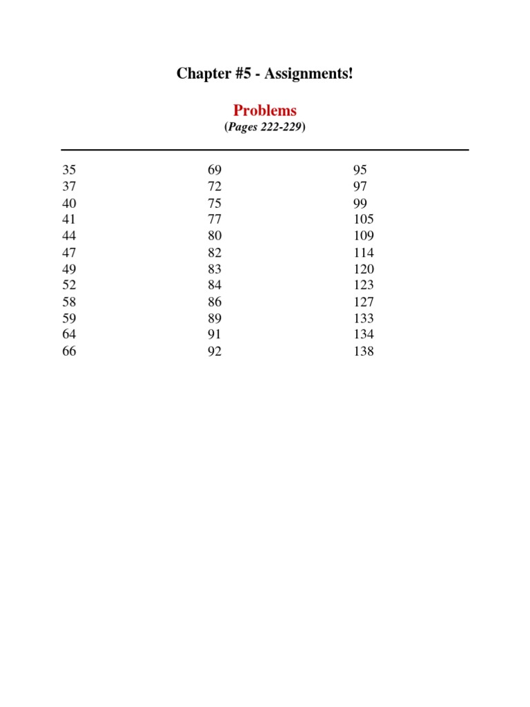 Chapter #5 - Assignments!: Problems | PDF