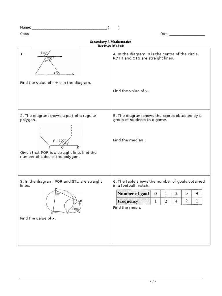 Secondary 3 Math Revision Module | PDF | Sports & Recreation | Teaching ...