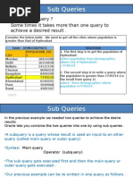 Sub Queries - Oracle