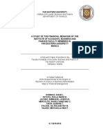A Study of The Financial Behavior of The Institute of Accounts, Business and Finance Faculty Members in Far Eastern University Manila