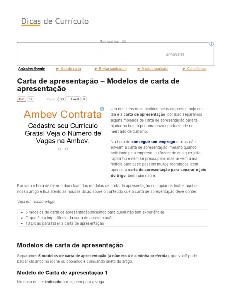 Trending Carta De Apresentação Online Latest Carta