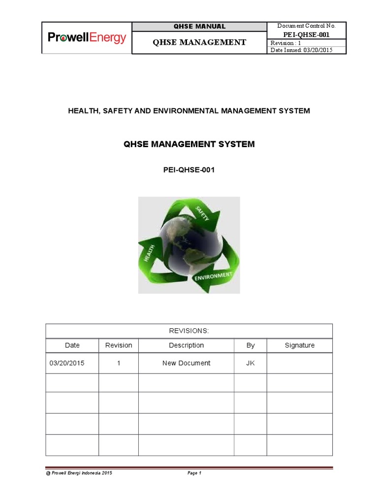Pei Qhse 001 Qhse System V2 Pdf Emergency Occupational Safety And