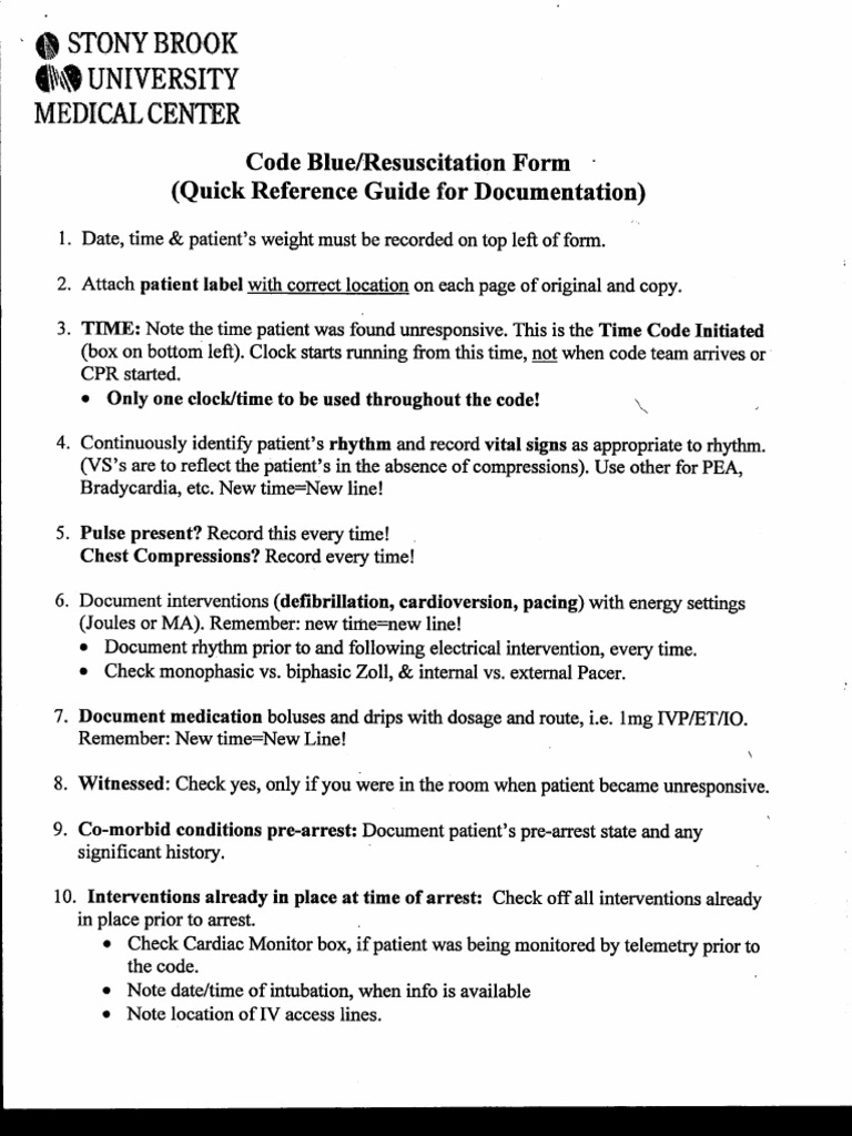 Code Blue Form | PDF