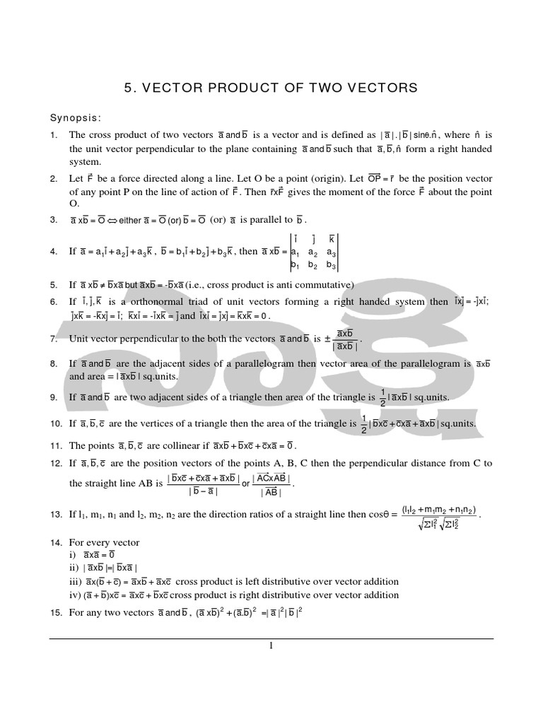 Vector Product and Properties | PDF