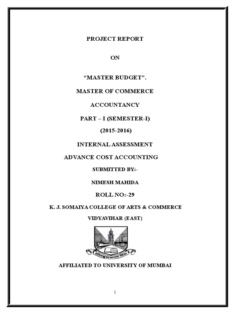 Master Budget Project Report MCOM 2016 | PDF | Telecommunication ...