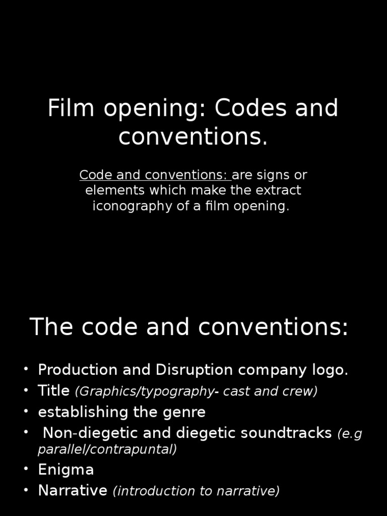 Film Opening Codes and Conventions | PDF | Language Arts & Discipline