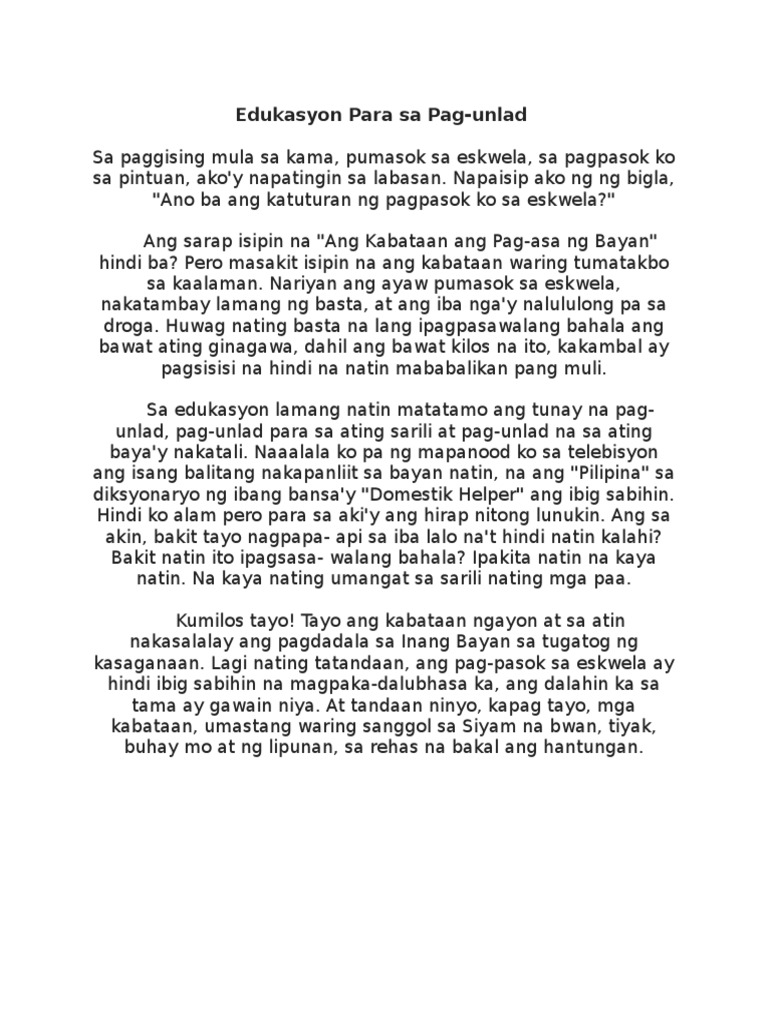 Mga Maikling Talumpati Tungkol Sa Edukasyon - Mobile Legends