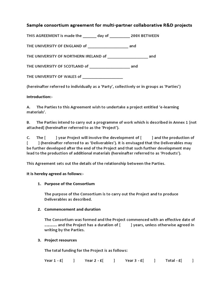 Consortium Agreement Format | PDF | Indemnity | License