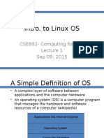 Intro. To Linux OS: CSE882-Computing For CSE Sep 09, 2015