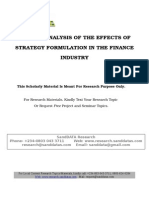 A Critical Analysis of the Effects of Strategy Formulation in the Finance Industry..