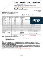 Proforma Invoice for 902 Metal Products Totaling $12,515.80