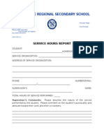 service hours report sheet with letterhead